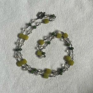Silpada 925 Sterling Silver Green Jade Olive Crystal Long Necklace N1247 35”